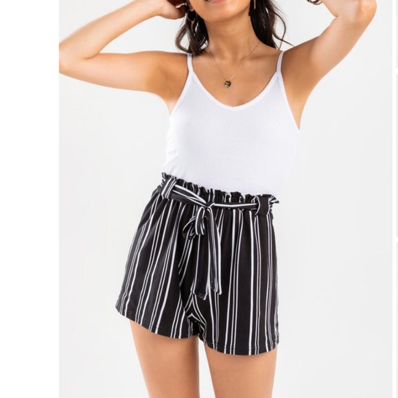 Francesca's Collections Pants - NWT! Black Striped White Tank Top Romper!